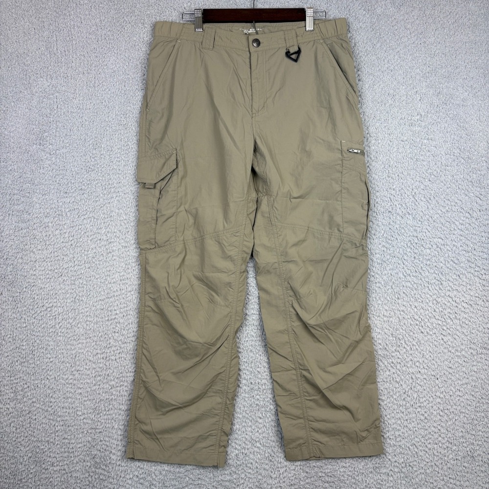 Columbia PFG Pants Mens 34x30 Tan Omni-Shade Cargo Fishing Hiking Outdoor Nylon
